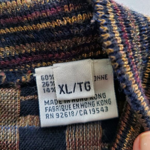 Jhane Barnes Vintage Wool Blend Coogi - Style Crewneck Flat Knit Sweater XL - Picture 7 of 14